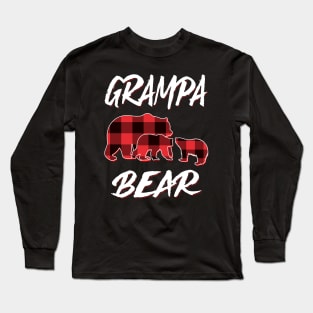 Grampa Bear Red Plaid Christmas Pajama Matching Family Gift Long Sleeve T-Shirt